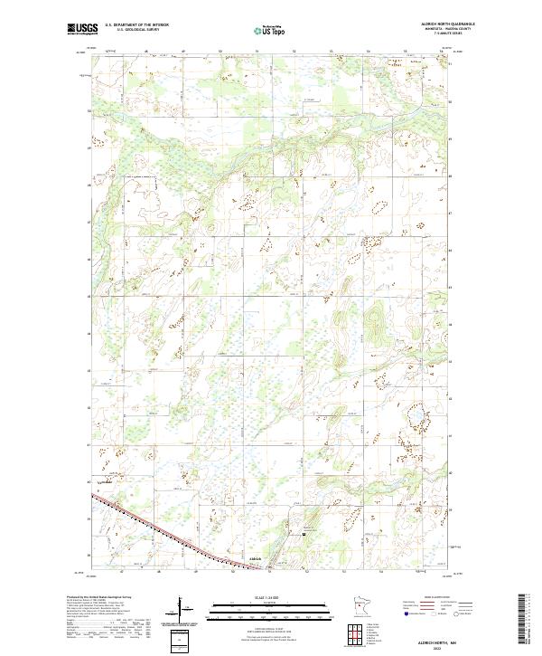US Topo 7.5-minute map for Aldrich North MN