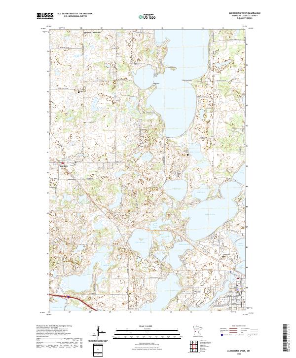 US Topo 7.5-minute map for Alexandria West MN