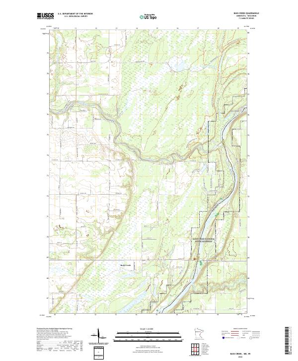 US Topo 7.5-minute map for Bass Creek MNWI