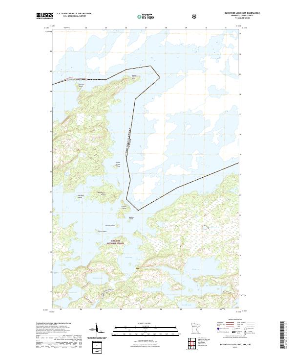 US Topo 7.5-minute map for Basswood Lake East MNON