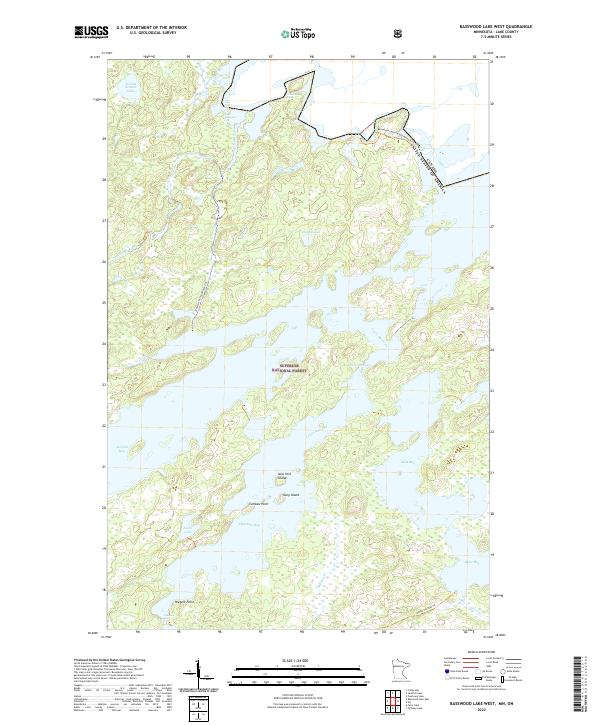 US Topo 7.5-minute map for Basswood Lake West MNON