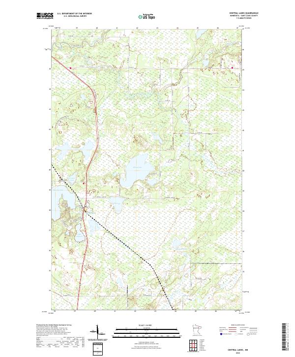 US Topo 7.5-minute map for Central Lakes MN