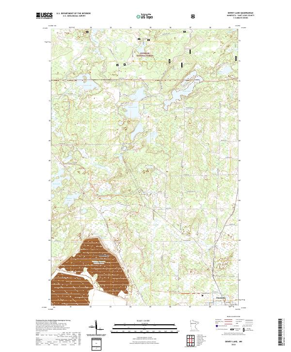 US Topo 7.5-minute map for Dewey Lake MN