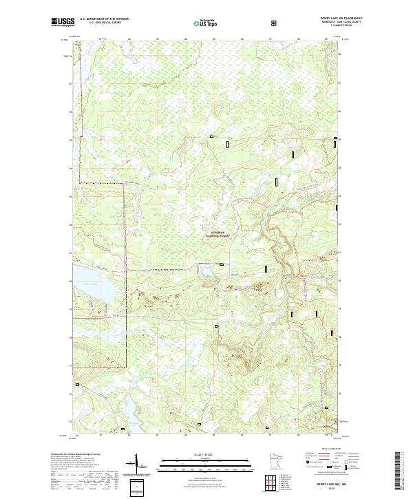 US Topo 7.5-minute map for Dewey Lake NW MN