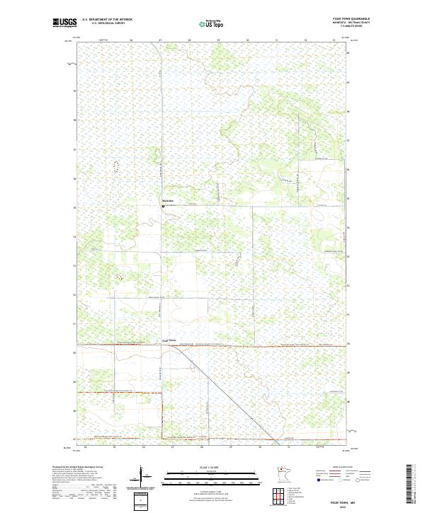 US Topo 7.5-minute map for Four Town MN
