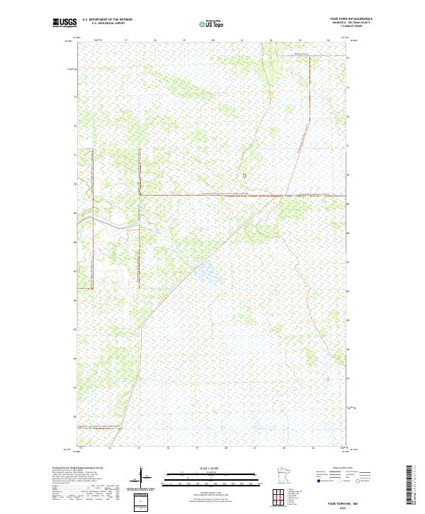 US Topo 7.5-minute map for Four Town NW MN