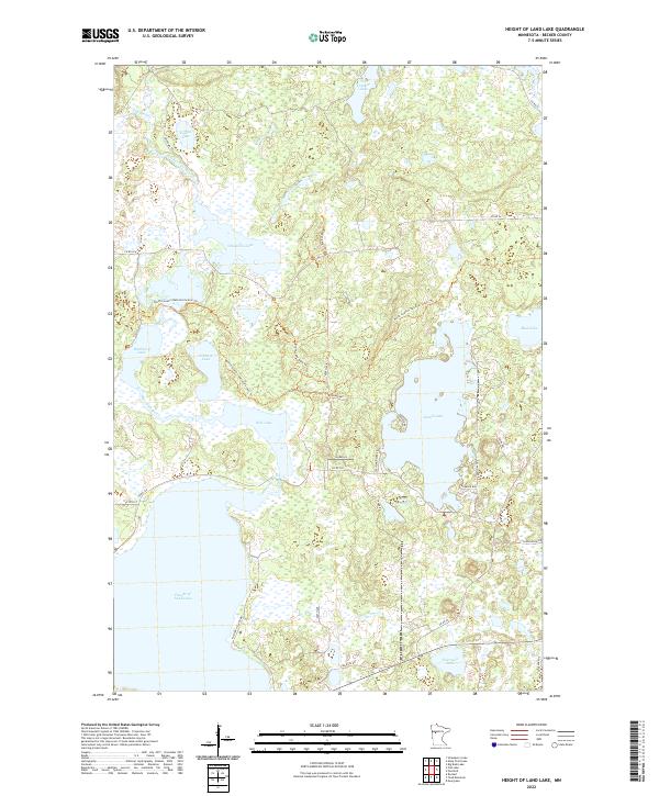 US Topo 7.5-minute map for Height of Land Lake MN