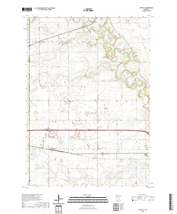 US Topo 7.5-minute map for Huntley MN