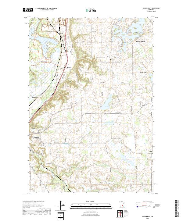 US Topo 7.5-minute map for Jordan East MN