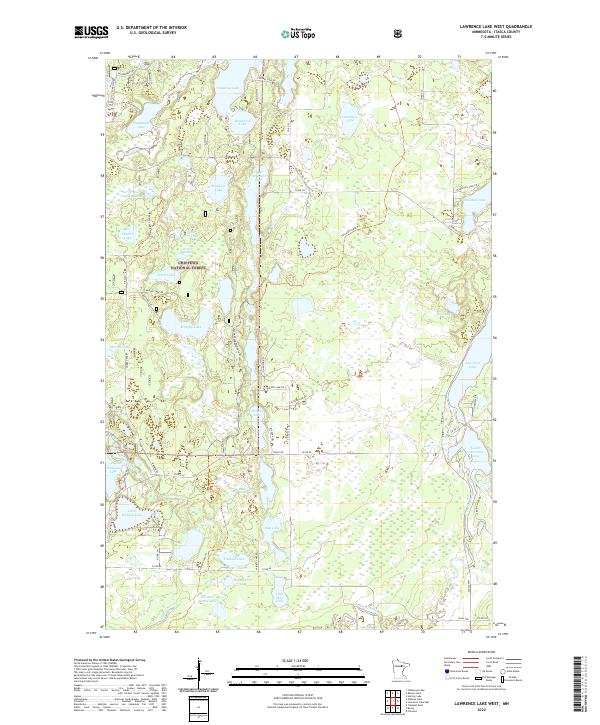 US Topo 7.5-minute map for Lawrence Lake West MN