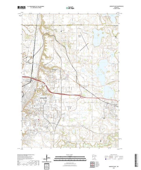 US Topo 7.5-minute map for Mankato East MN