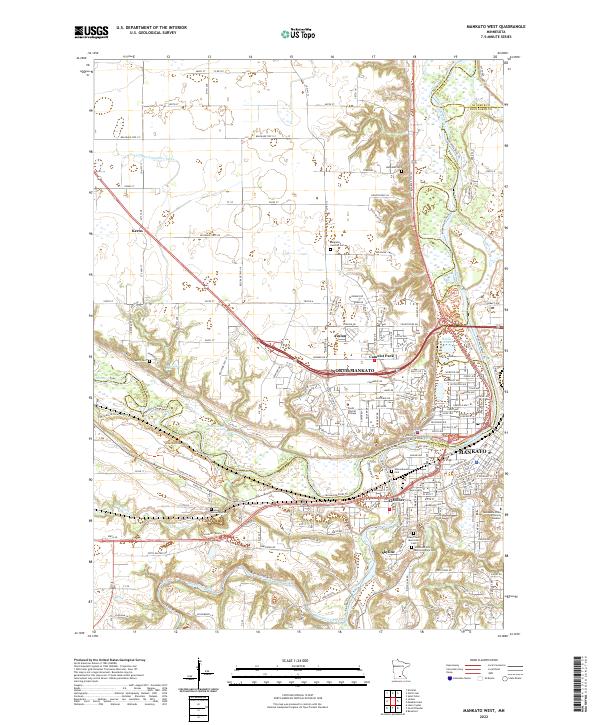 US Topo 7.5-minute map for Mankato West MN