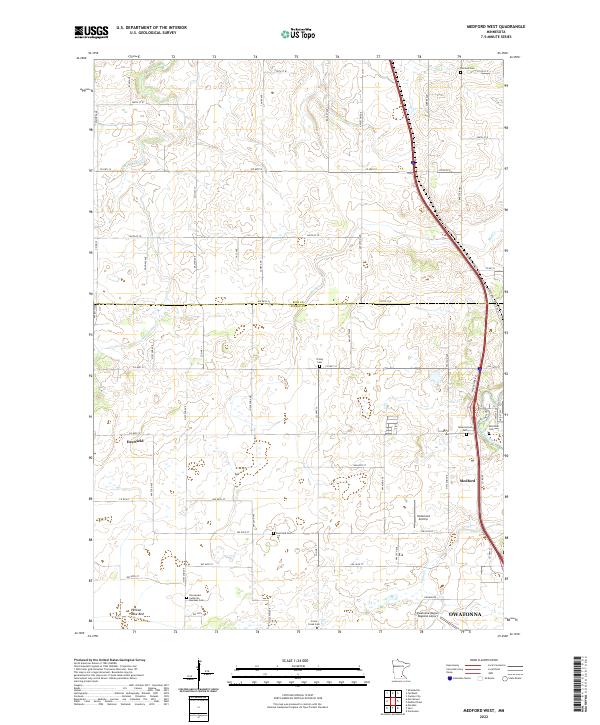 US Topo 7.5-minute map for Medford West MN