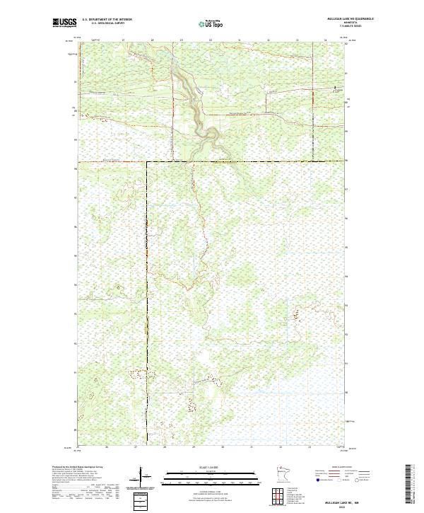 US Topo 7.5-minute map for Mulligan Lake NE MN