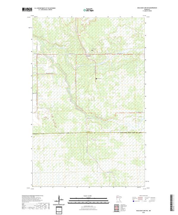 US Topo 7.5-minute map for Mulligan Lake SW MN