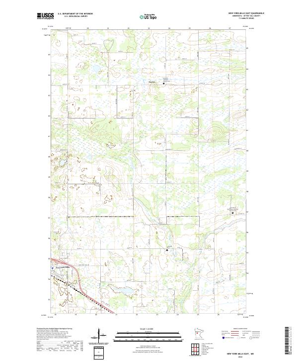 US Topo 7.5-minute map for New York Mills East MN