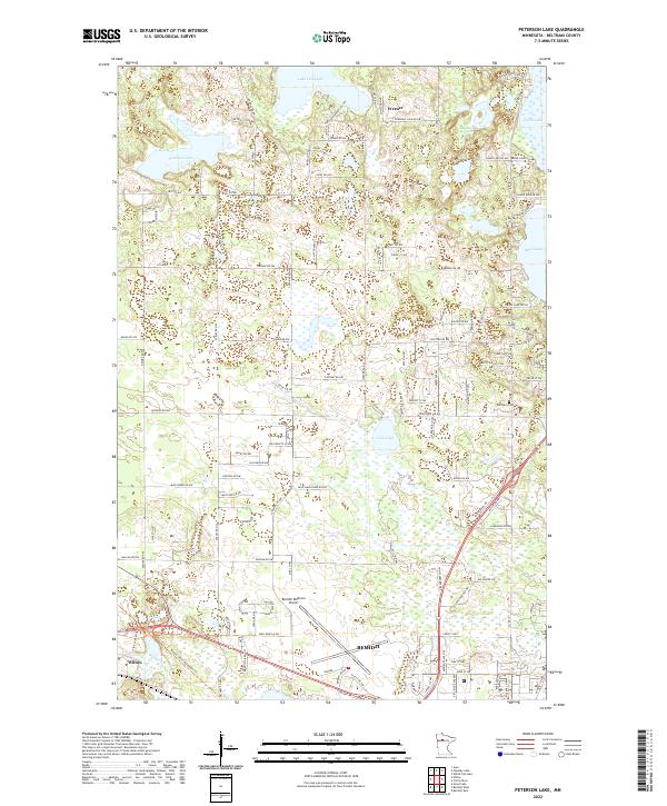 US Topo 7.5-minute map for Peterson Lake MN