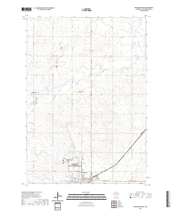 US Topo 7.5-minute map for Pipestone North MN