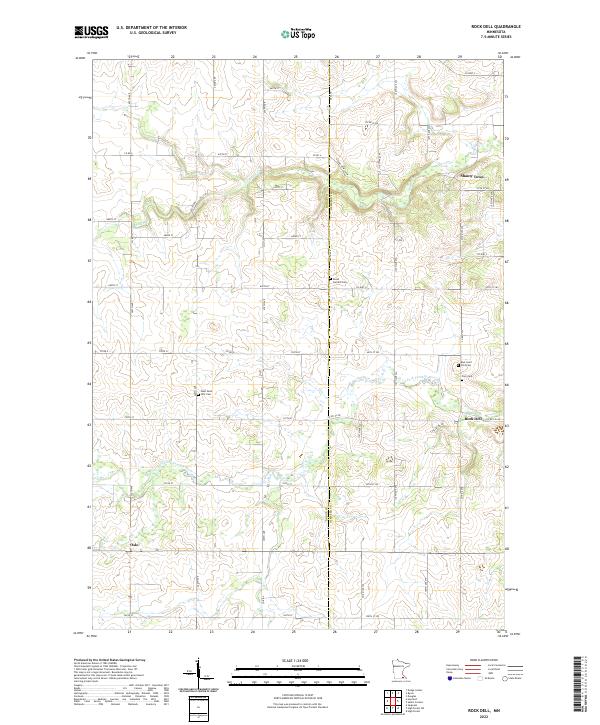 US Topo 7.5-minute map for Rock Dell MN