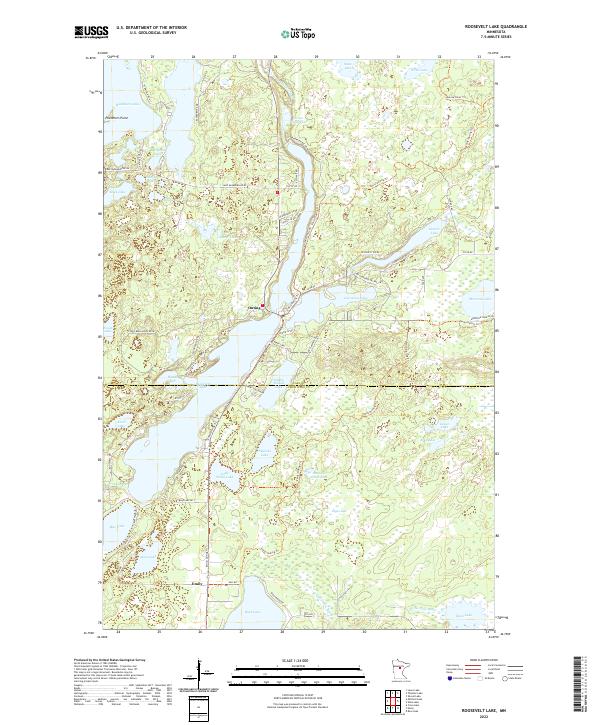 US Topo 7.5-minute map for Roosevelt Lake MN