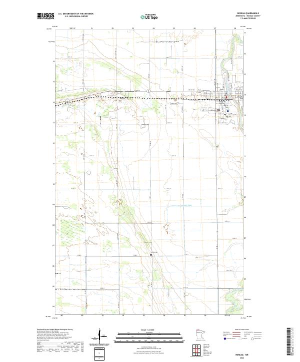 US Topo 7.5-minute map for Roseau MN