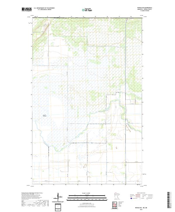 US Topo 7.5-minute map for Roseau NE MNMB