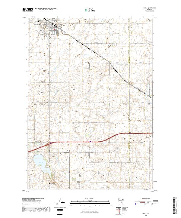 US Topo 7.5-minute map for Wells MN