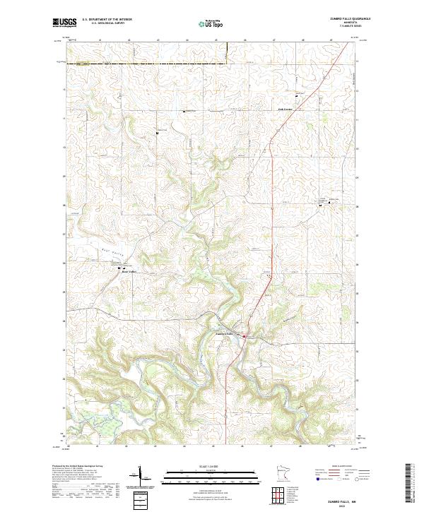 US Topo 7.5-minute map for Zumbro Falls MN