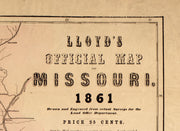 Lloyd's Official Map of Missouri, 1861