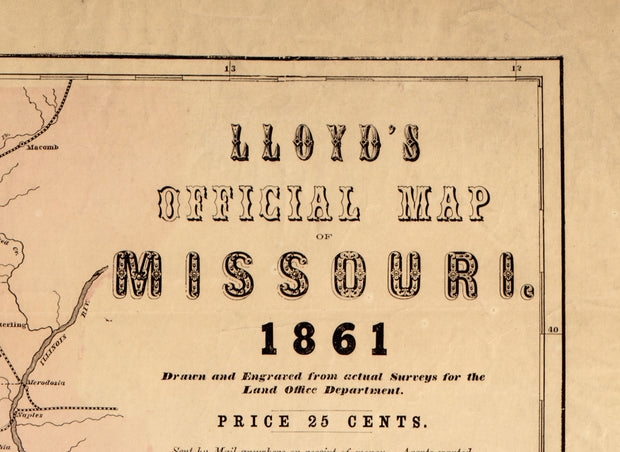 Lloyd's Official Map of Missouri, 1861