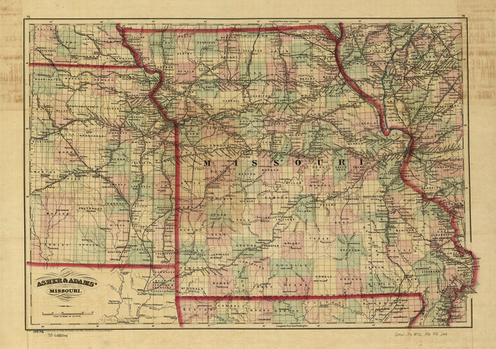 New Commercial &amp; Topographic RailRoad Map and Guide of Missouri, 1872