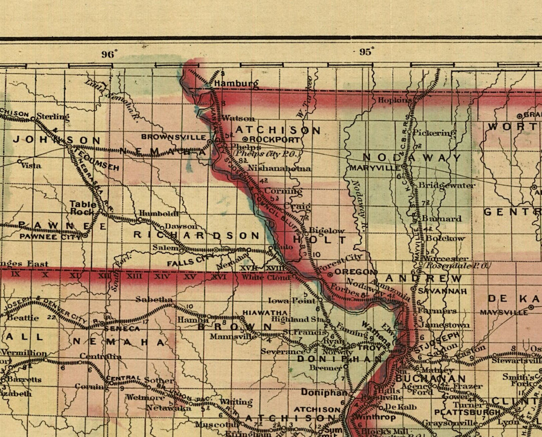 New Commercial &amp; Topographic RailRoad Map and Guide of Missouri, 1872