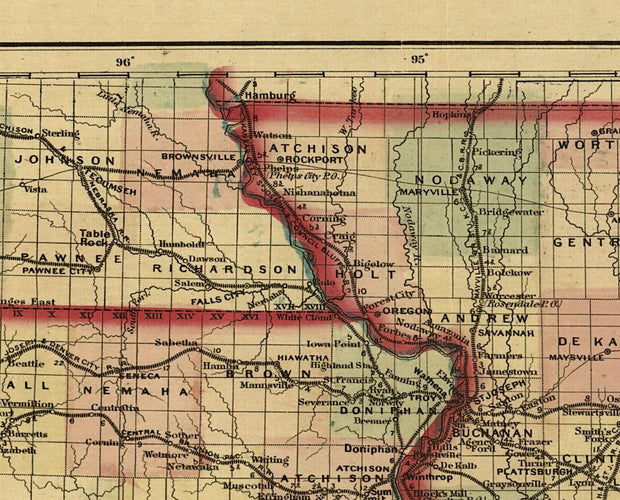 New Commercial & Topographic RailRoad Map and Guide of Missouri, 1872