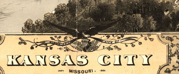 Bird's Eye View of Kansas City, 1869
