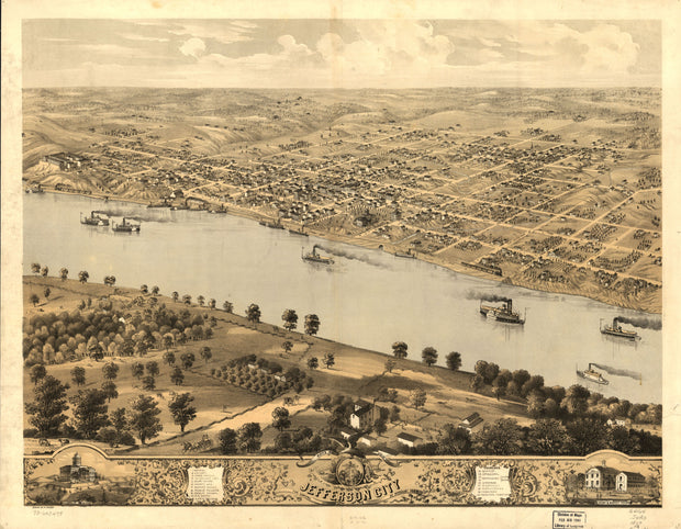 Bird's Eye View of Jefferson City, Missouri 1869