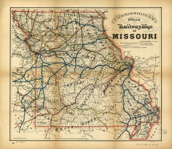 Commisioners Offficial Railway Map of Missouri, 1888
