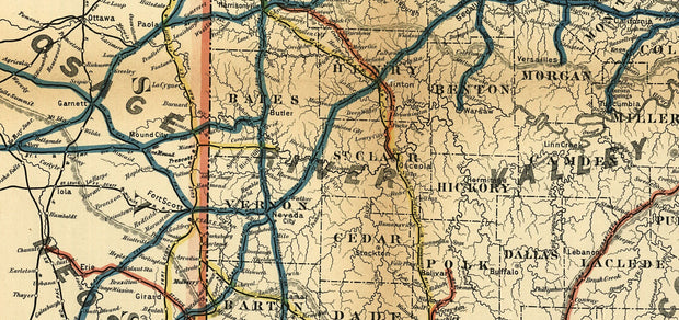 Commisioners Offficial Railway Map of Missouri, 1888
