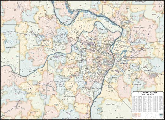 St Louis Area Zip Code Map – American Map Store