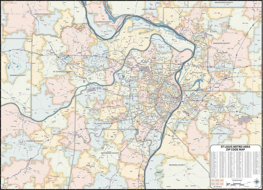 St Louis Area Zip Code Map – American Map Store