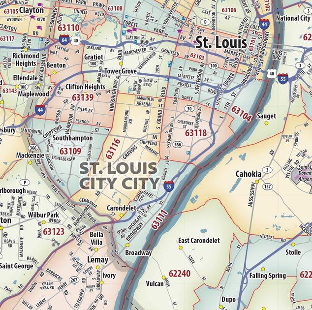 St Louis Area Zip Code Map – American Map Store