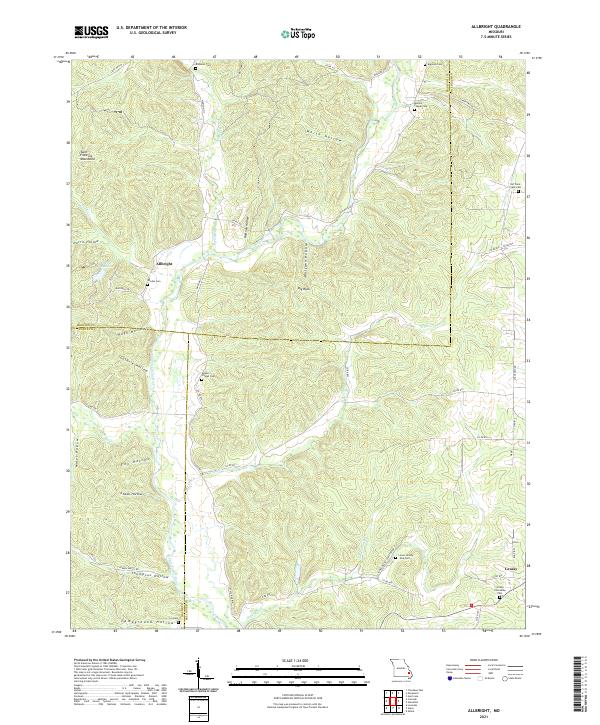 USGS US Topo 7.5-minute map for Allbright MO 2021