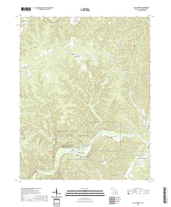 USGS US Topo 7.5-minute map for Alley Spring MO 2021