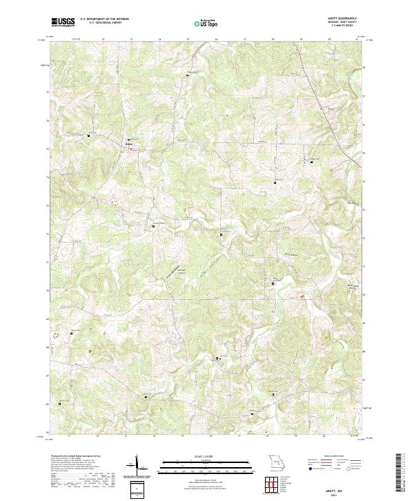 USGS US Topo 7.5-minute map for Anutt MO 2021