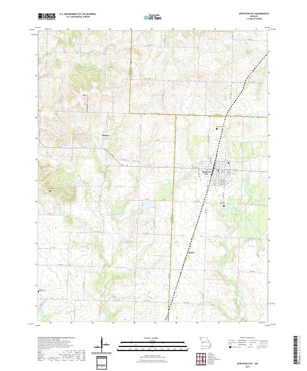 USGS US Topo 7.5-minute map for Appleton City MO 2021