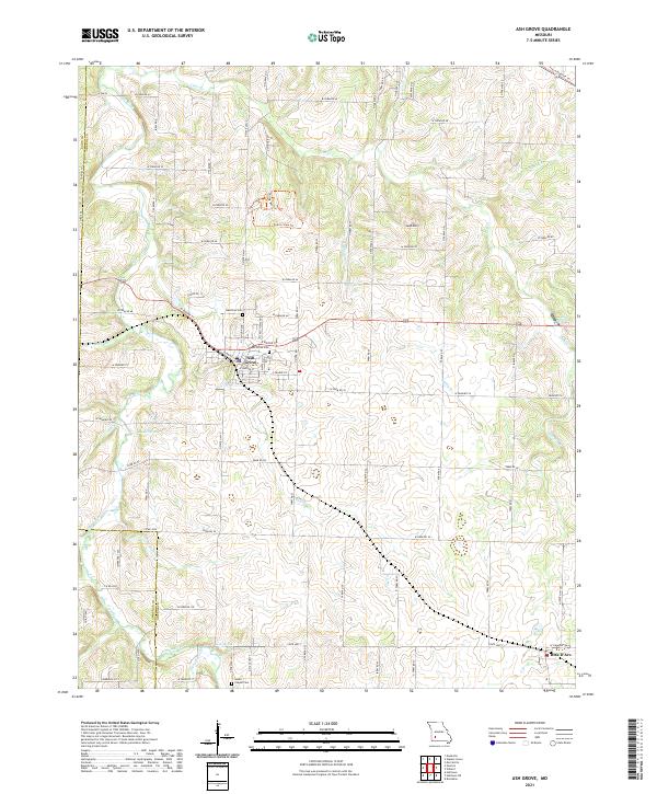 USGS US Topo 7.5-minute map for Ash Grove MO 2021