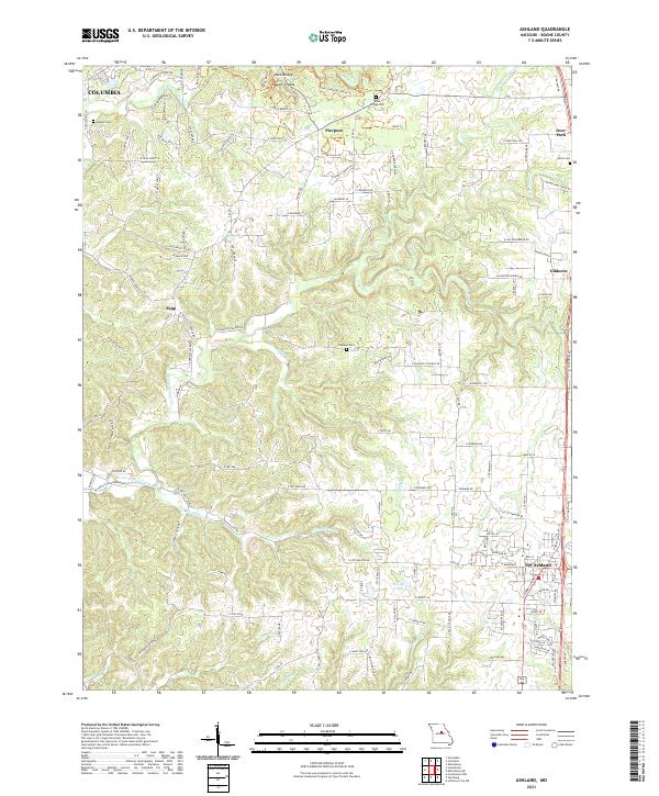 USGS US Topo 7.5-minute map for Ashland MO 2021