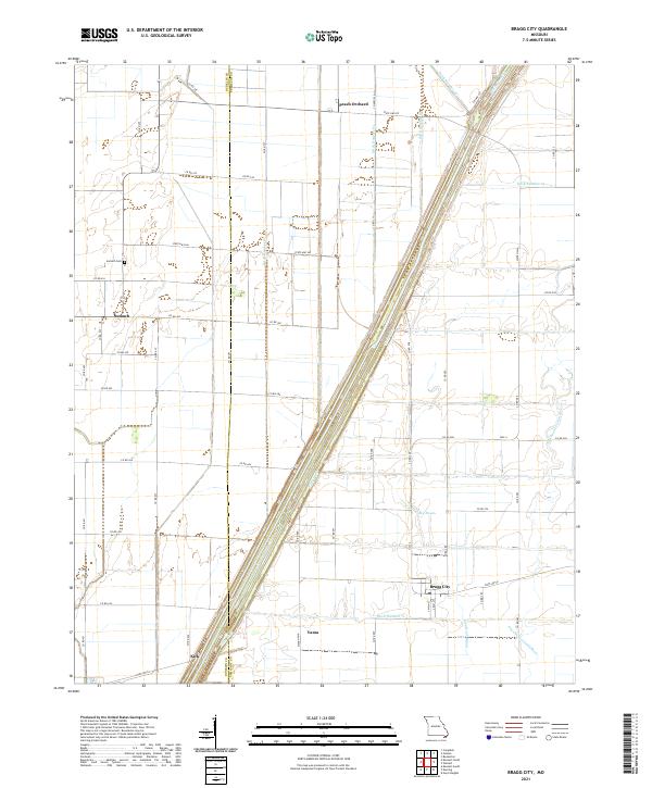USGS US Topo 7.5-minute map for Bragg City MO 2021