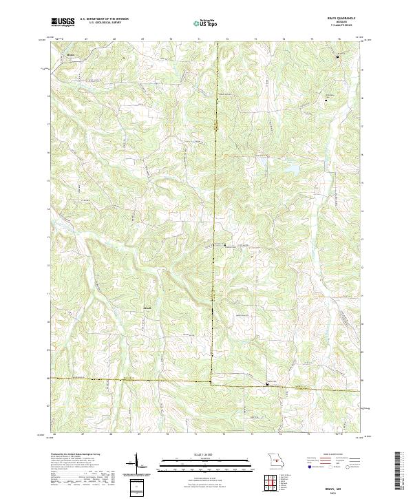 USGS US Topo 7.5-minute map for Brays MO 2021