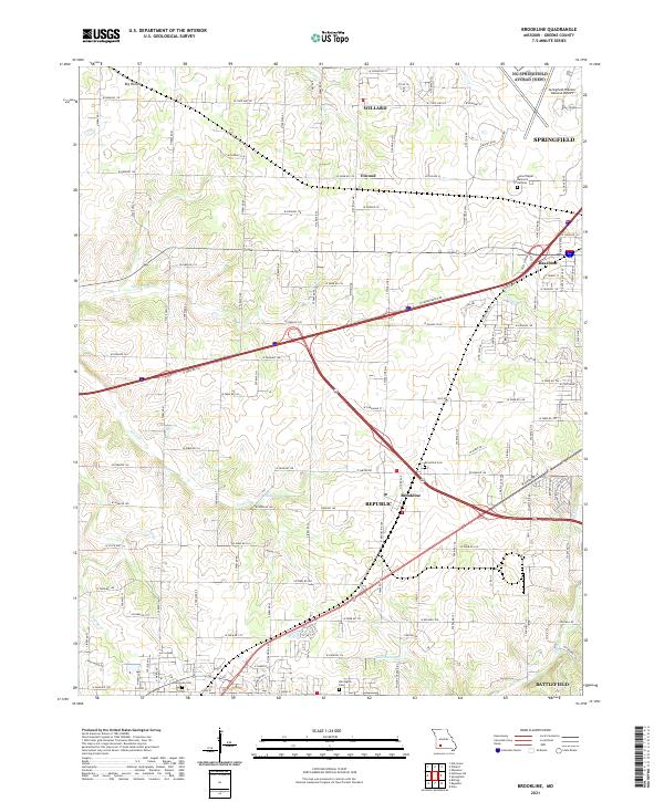 USGS US Topo 7.5-minute map for Brookline MO 2021