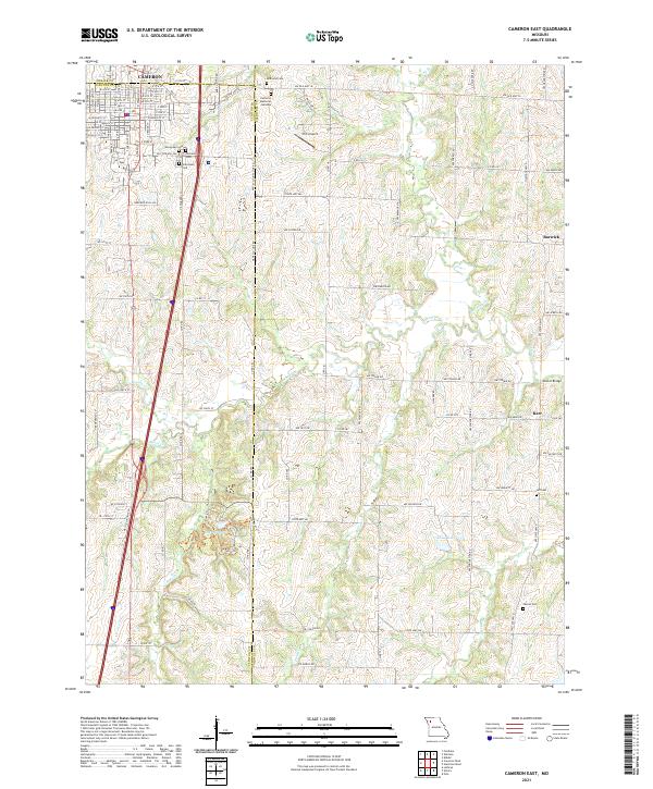 USGS US Topo 7.5-minute map for Cameron East MO 2021